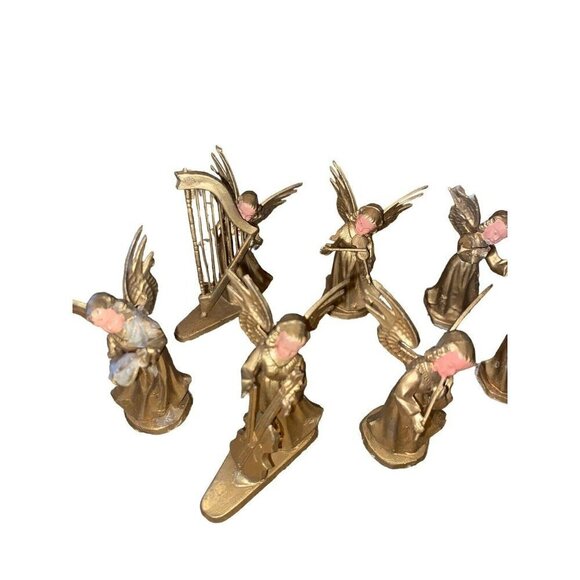 VTG Christmas 3” Hong Kong Plastic 8 ANGEL FIGURINES With Musical Instruments - Picture 4 of 5